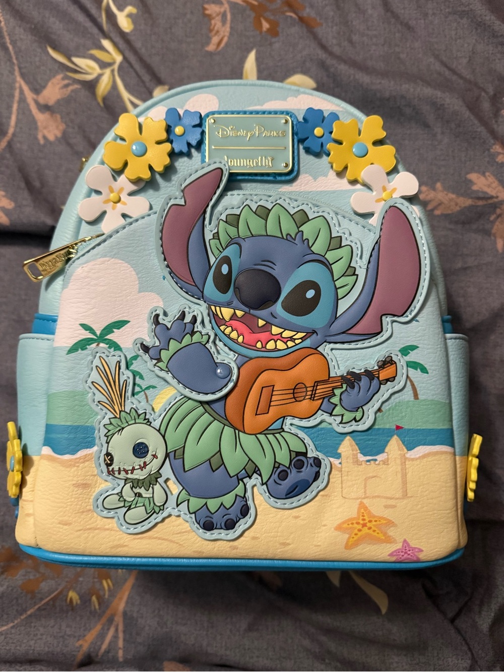 Loungefly Blue & Yellow Stitch Hula Mini Backpack